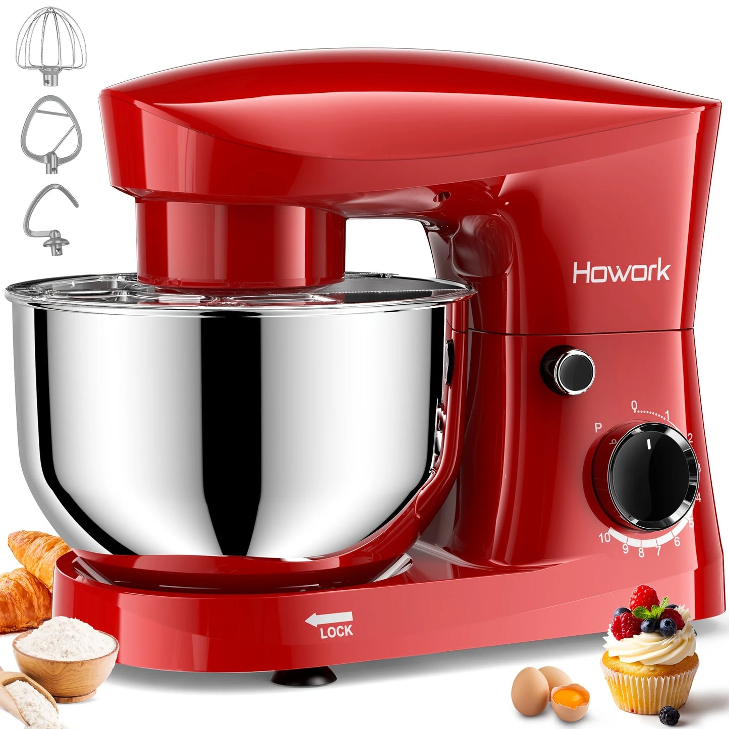 Howork 350W 10-Speed Electric Stand Mixer 5QT