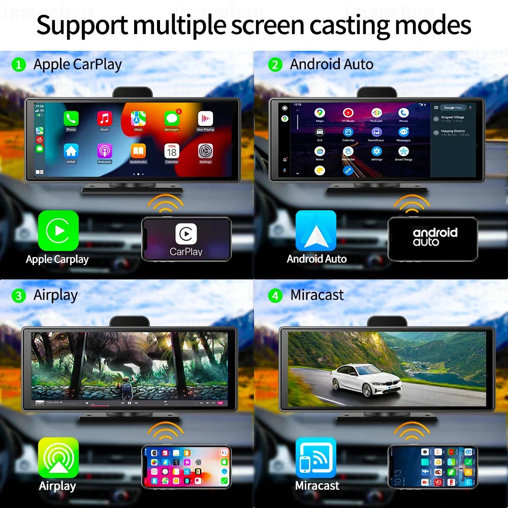 Imagebon 10.26" 4K ADAS Wireless CarPlay & Android Auto Dash Cam