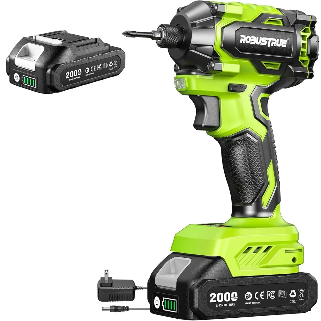 Robustrue Electric Screwdriver 21V 1/4" Hex Cordless Impact Drive