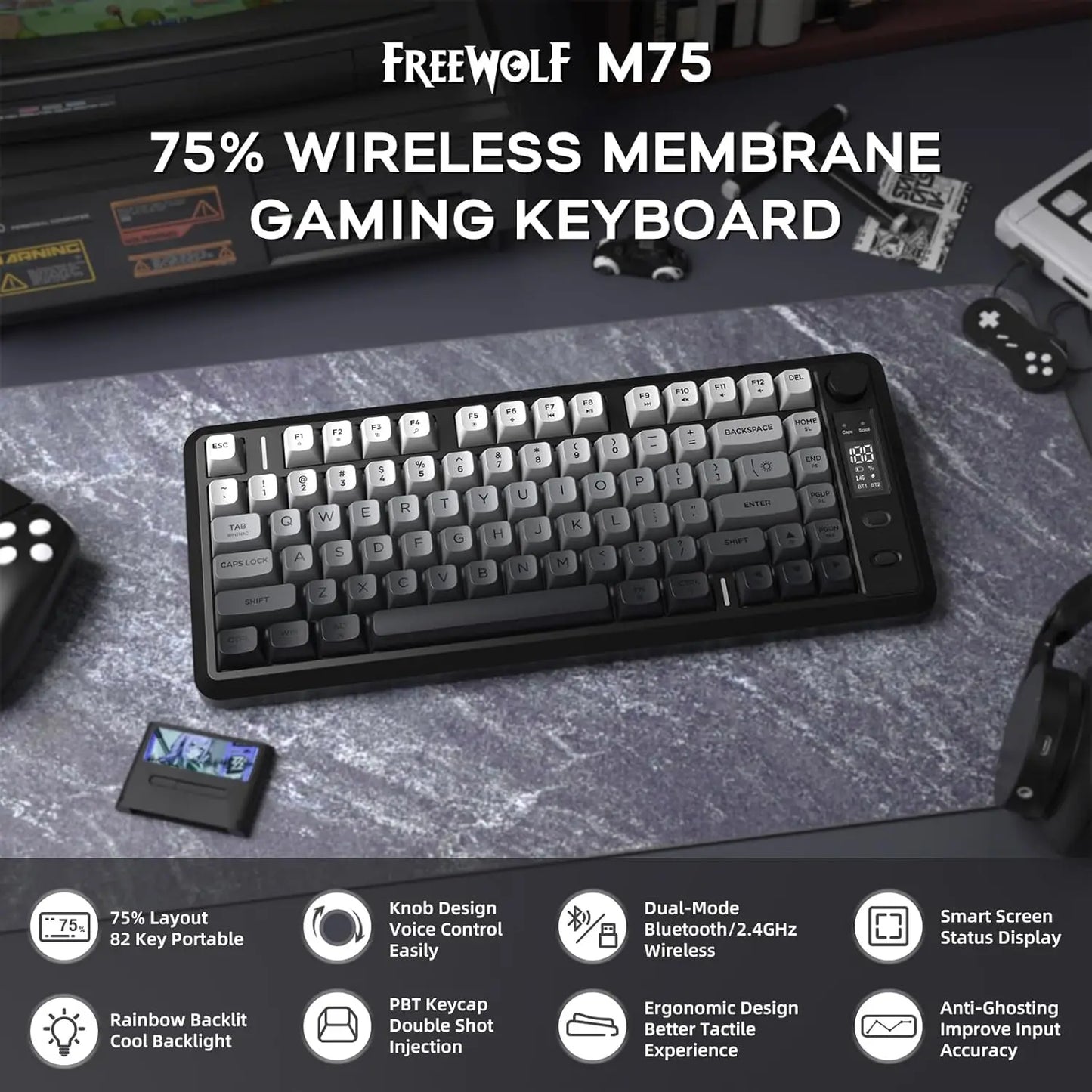 ATTACK SHARK M75 Wireless Membrane Gaming Keyboard