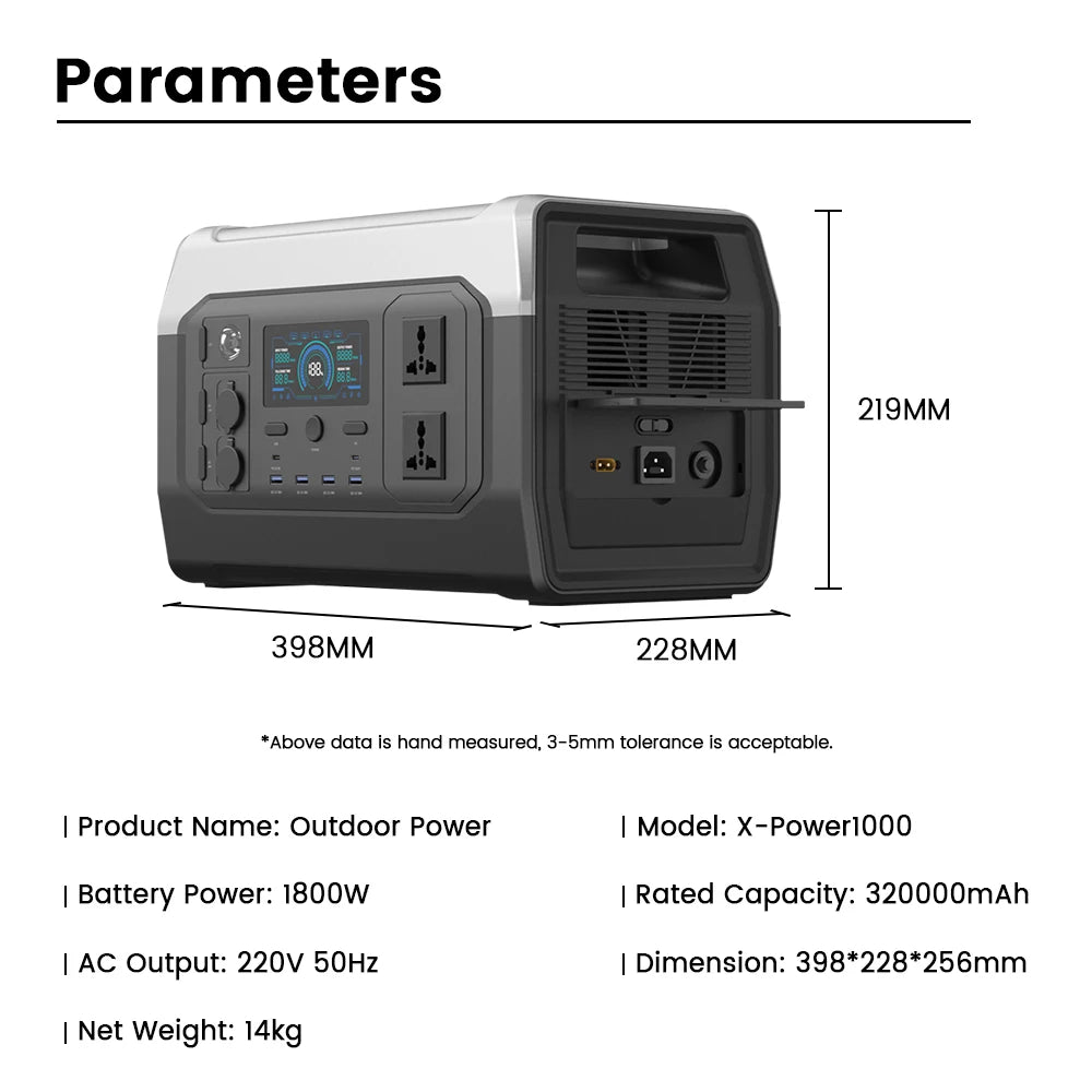 CTOLITY 1800W Portable Power Station Outdoor Lifepo4 Battery UPS