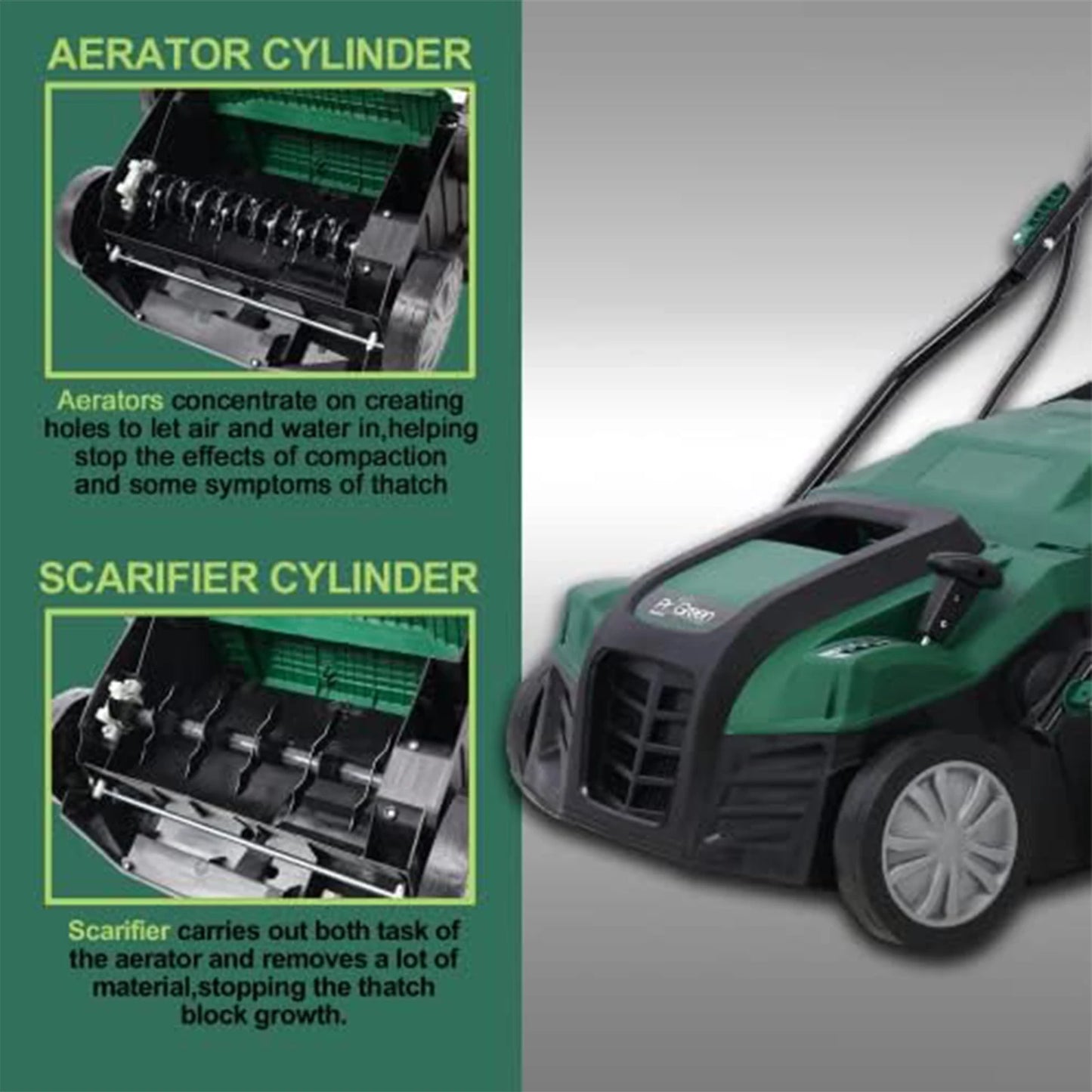 PROGREEN 2-in-1 Electric Garden Scarifier & Dethatches