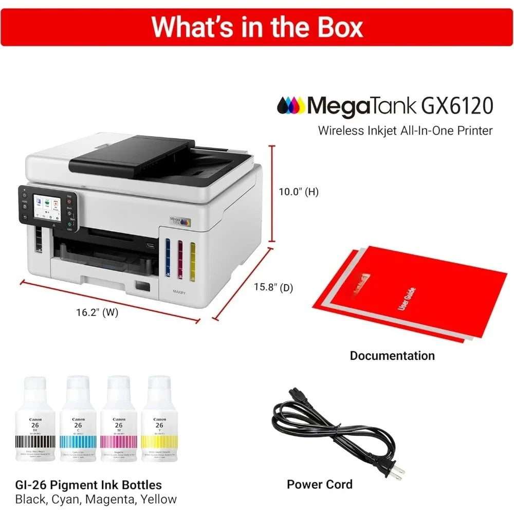 Canon GX6120 White Wireless All-in-One Printer, Print, Scan and Copy