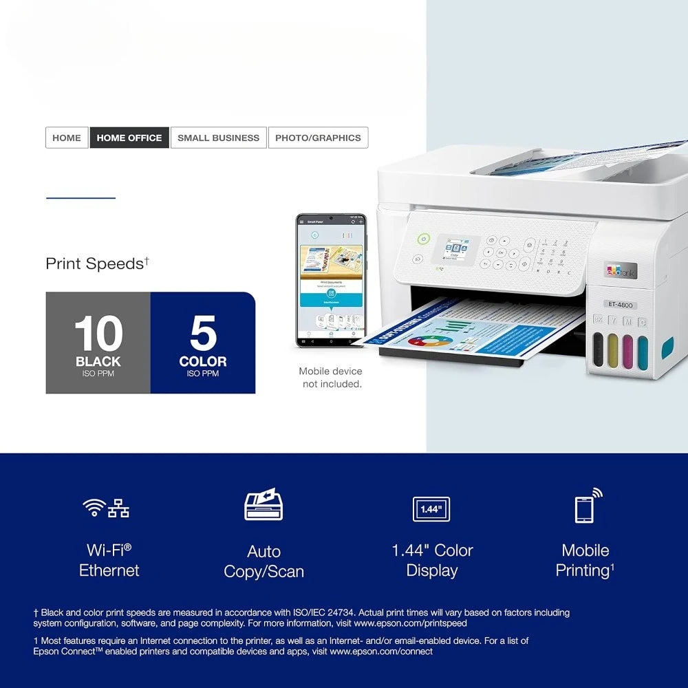 Epson EcoTank ET‑4800 is a cartridge‑free “supertank” all‑in‑one printer