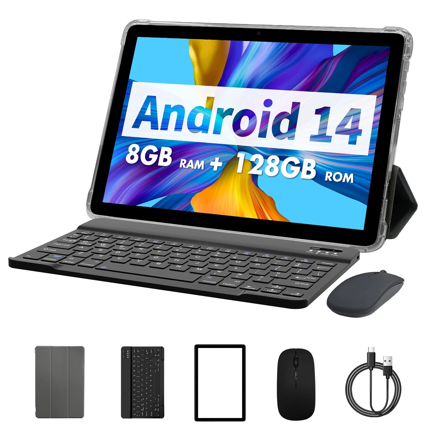 PRITOM Android 14 Tablet 10.1 Inch, 8GB RAM + 128GB ROM