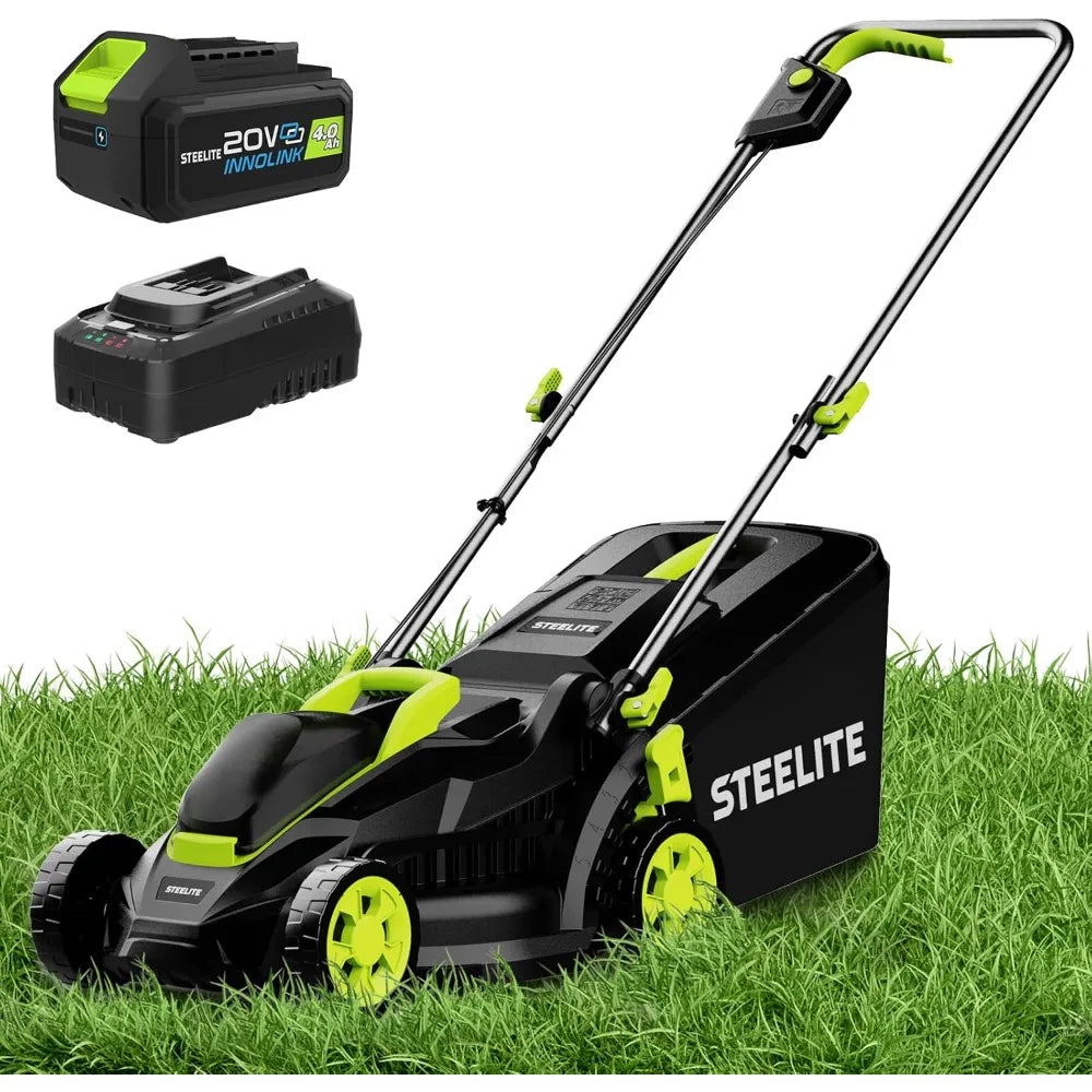 STEELITE 13-Inch Cordless Lawn Mower, 21V 4.0Ah Electric Mower