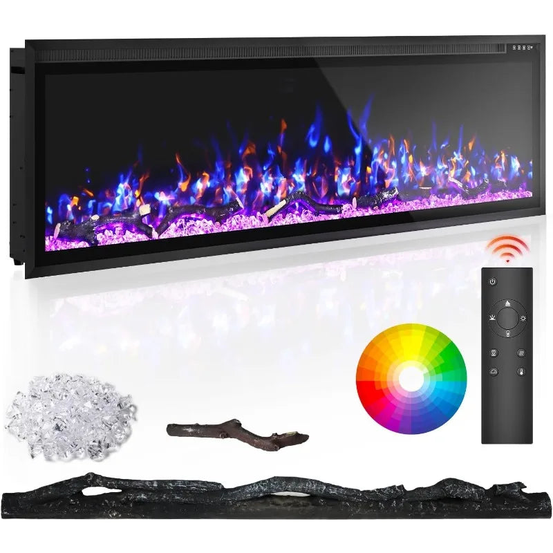 60" Electric Fireplace - Recessed and Wall Mounted
