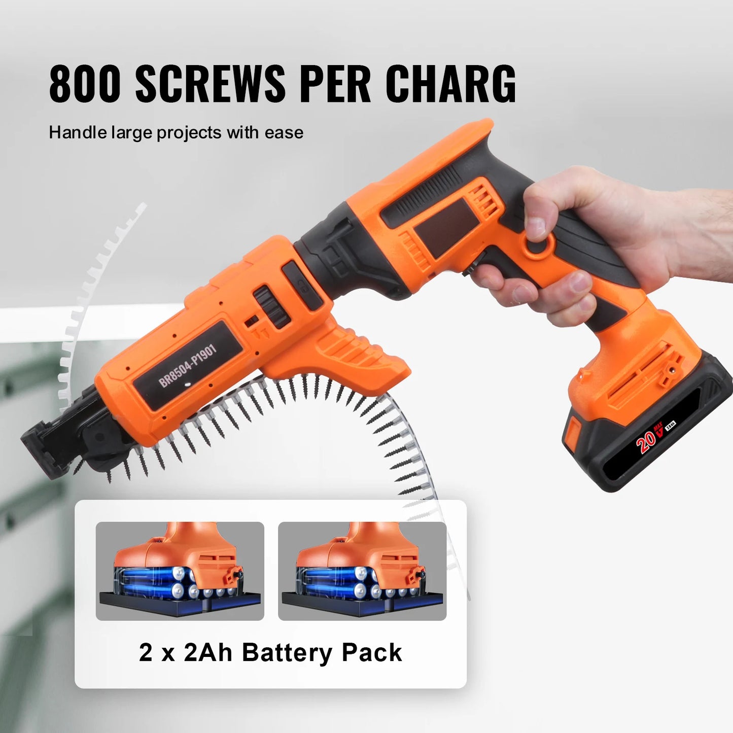 SucceBuy Drywall Screw Gun 20V Max 4200RPM Brushless