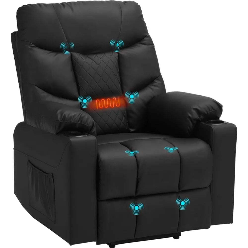 Power Lift Recliner Chair, PU Leather Massage Chair with Heat