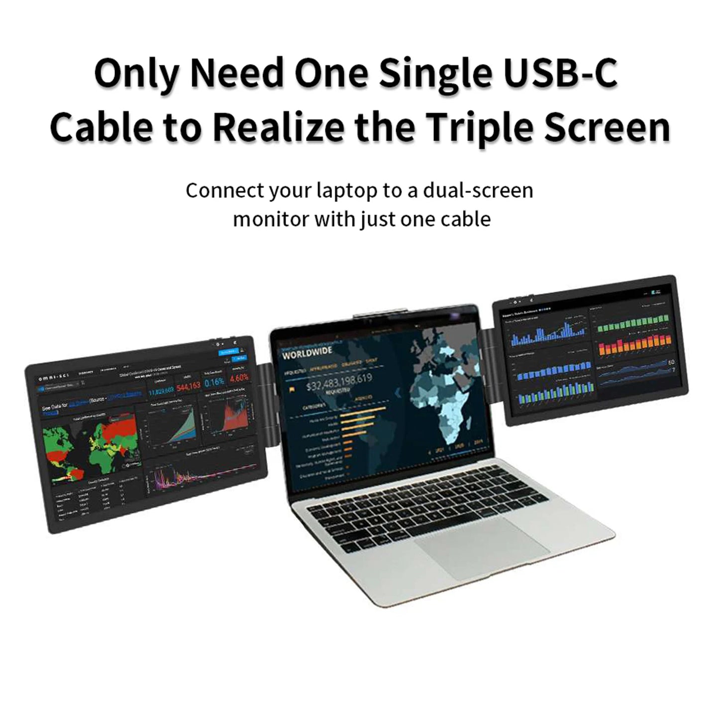 kuulaa 12 Inch Laptop Dual Monitor 1920*1080