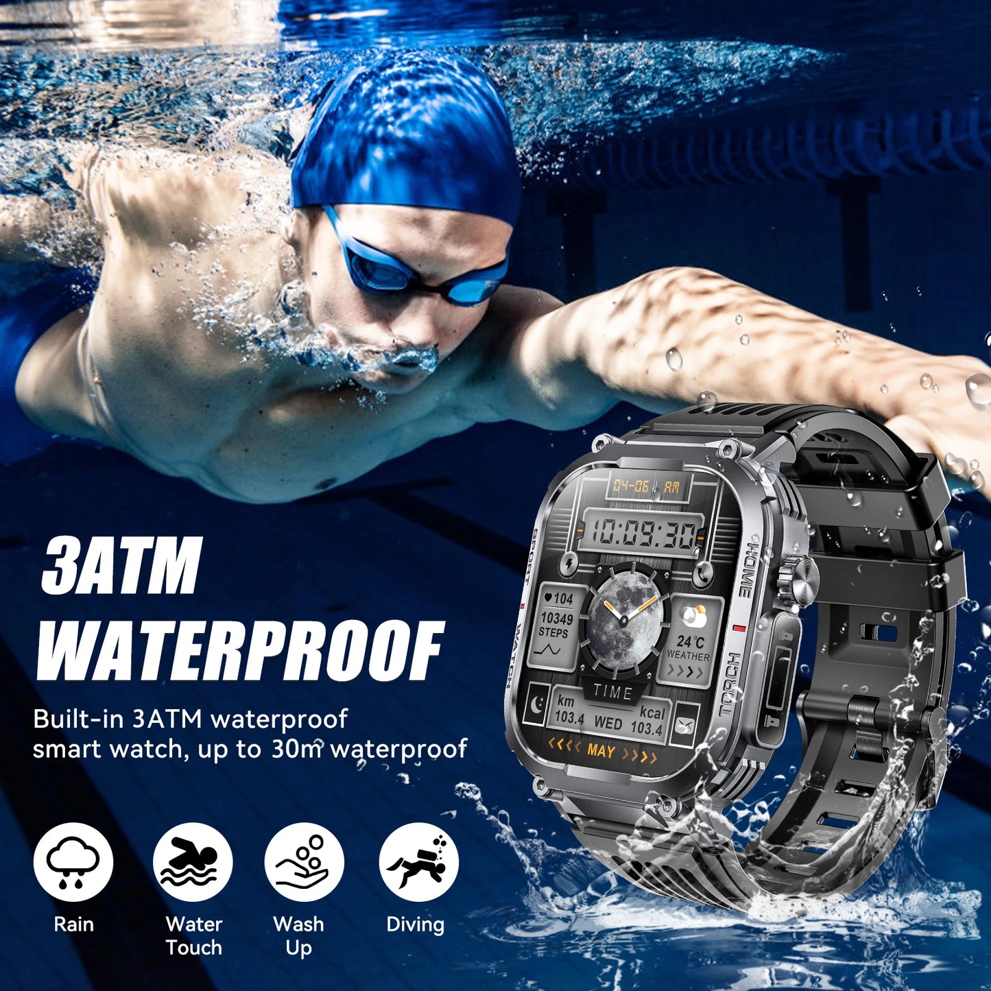 EIGIIS Smart Watch Men 3ATM Waterproof Wireless Calls