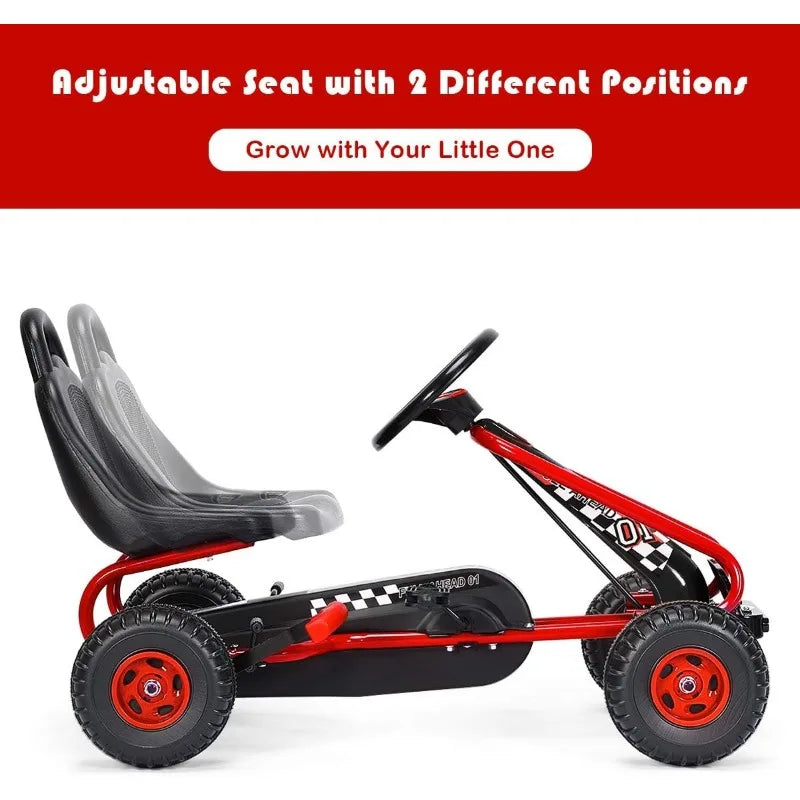 Costzon Go Kart for Kids, 4 Wheel Pedal Powered Electric Scooter