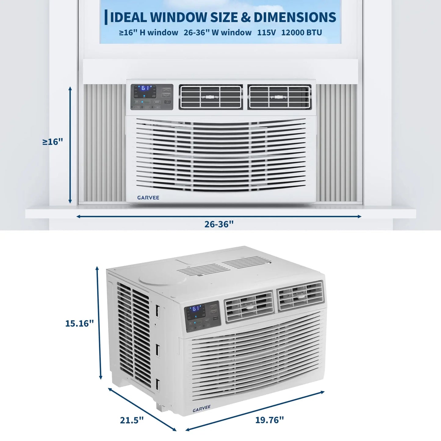HiMISS 12000 BTU Window Air Conditioner Cools 550 Sq Ft