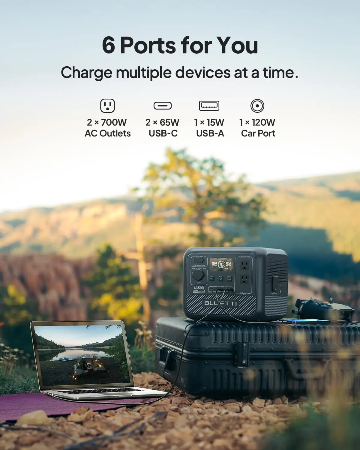 BLUETTI AC50B 700W 448Wh Portable Power Station LiFePO4 Battery