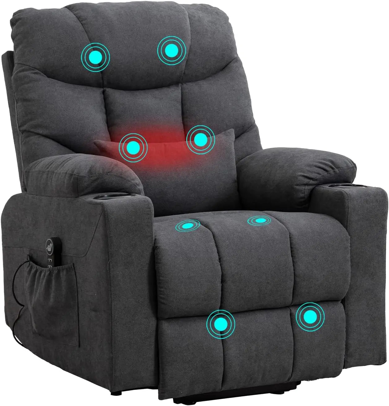 Power Lift Recliner Chair, PU Leather Massage Chair with Heat