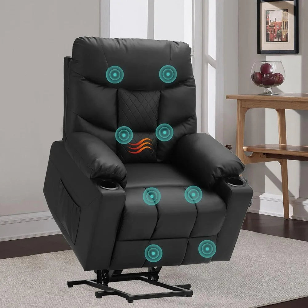 Power Lift Recliner Chair, PU Leather Massage Chair with Heat
