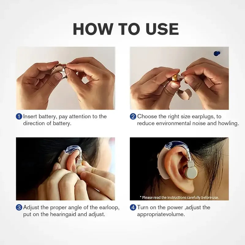 1Pc Hearing Aid Aids Kit BTE Sound Voice Amplifier