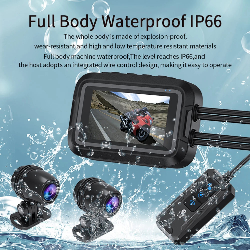 Full Body Waterproof Motorcycle DVR Dual Lens Dash Cam