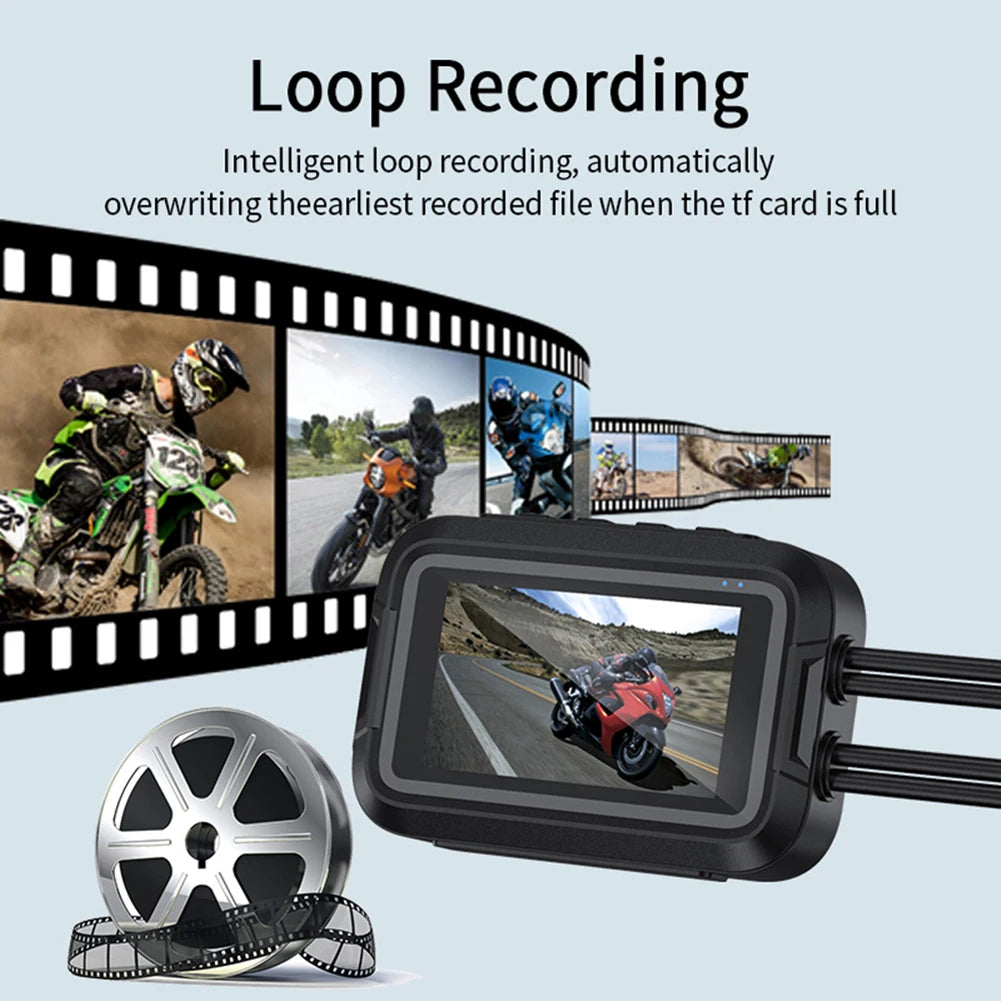 Full Body Waterproof Motorcycle DVR Dual Lens Dash Cam
