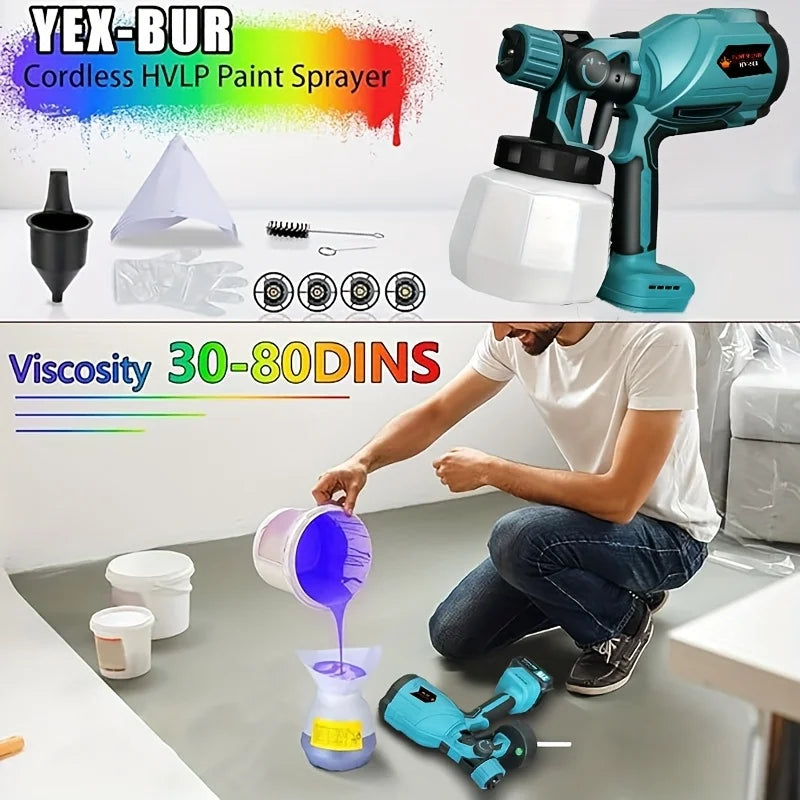1000ML Electric Spray Gun Cordless Paint Sprayer