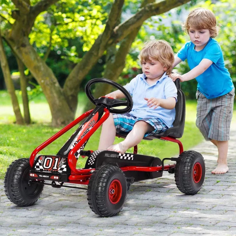 Costzon Go Kart for Kids, 4 Wheel Pedal Powered Electric Scooter