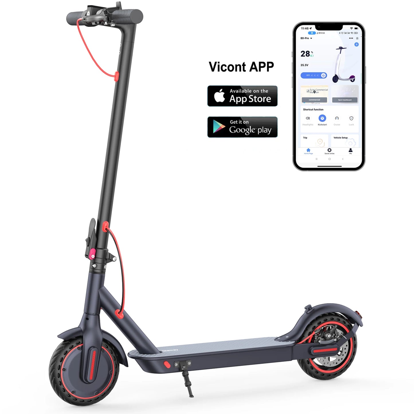 Ladped LP60 Electric Scooter 350W 19mph APP Smart Control Scooter