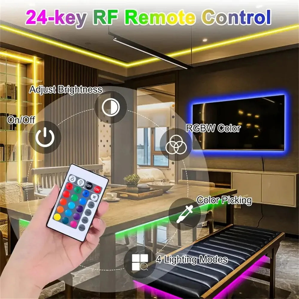 WIFI APP 5050 RGB LED Strip 24K Control With Battery Ambient Lighting
