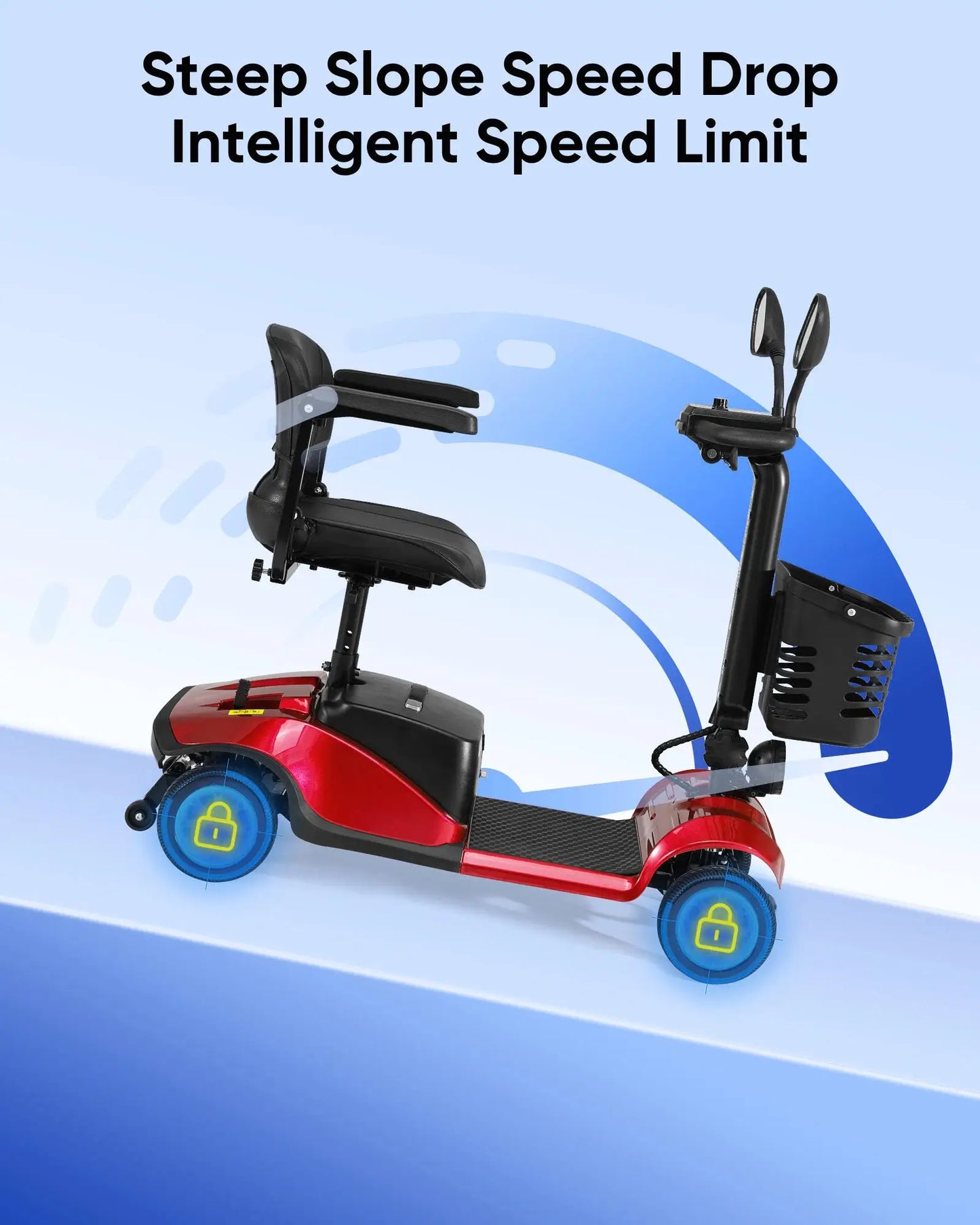 Foldable Electric Mobility Scooter with Light & Basket