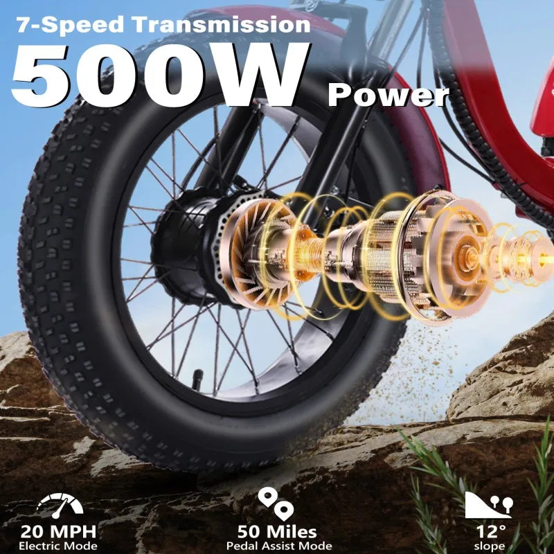 BROOBEY 48V500W Electric Tricycle for Adults Brushless Motor Folding