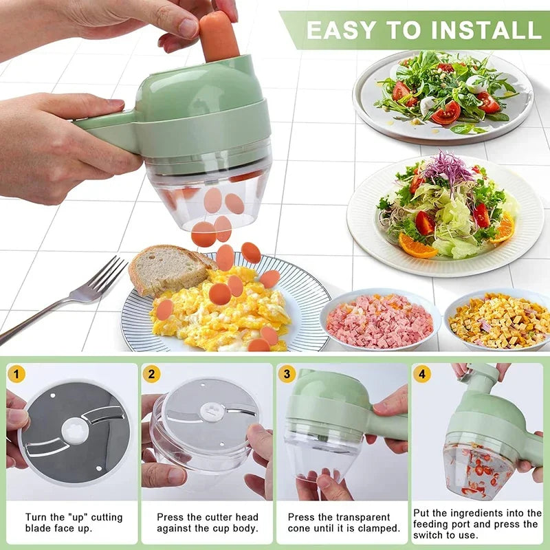 VIE LENTE 4In1 Electric Vegetable Cutter Set Handheld