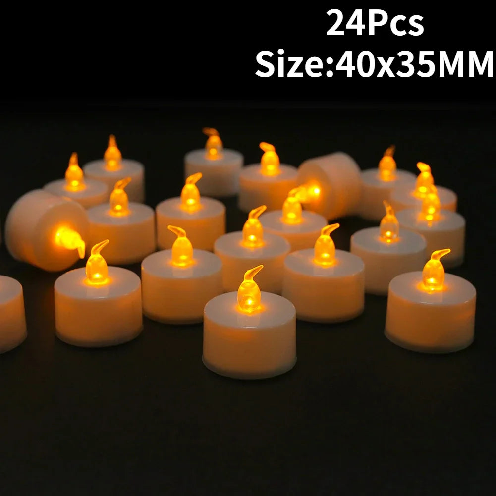 Yeahmart 12/24Pcs Flickering LED Candles Electric Flameless