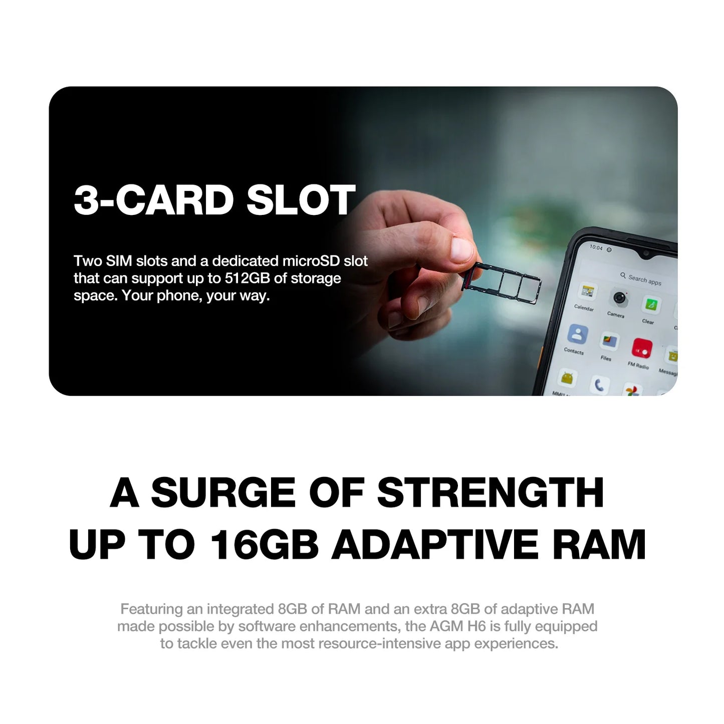 AGM H6 Rugged Smartphone 50MP Camera, 8GB+256GB, 90Hz 6.56' FHD