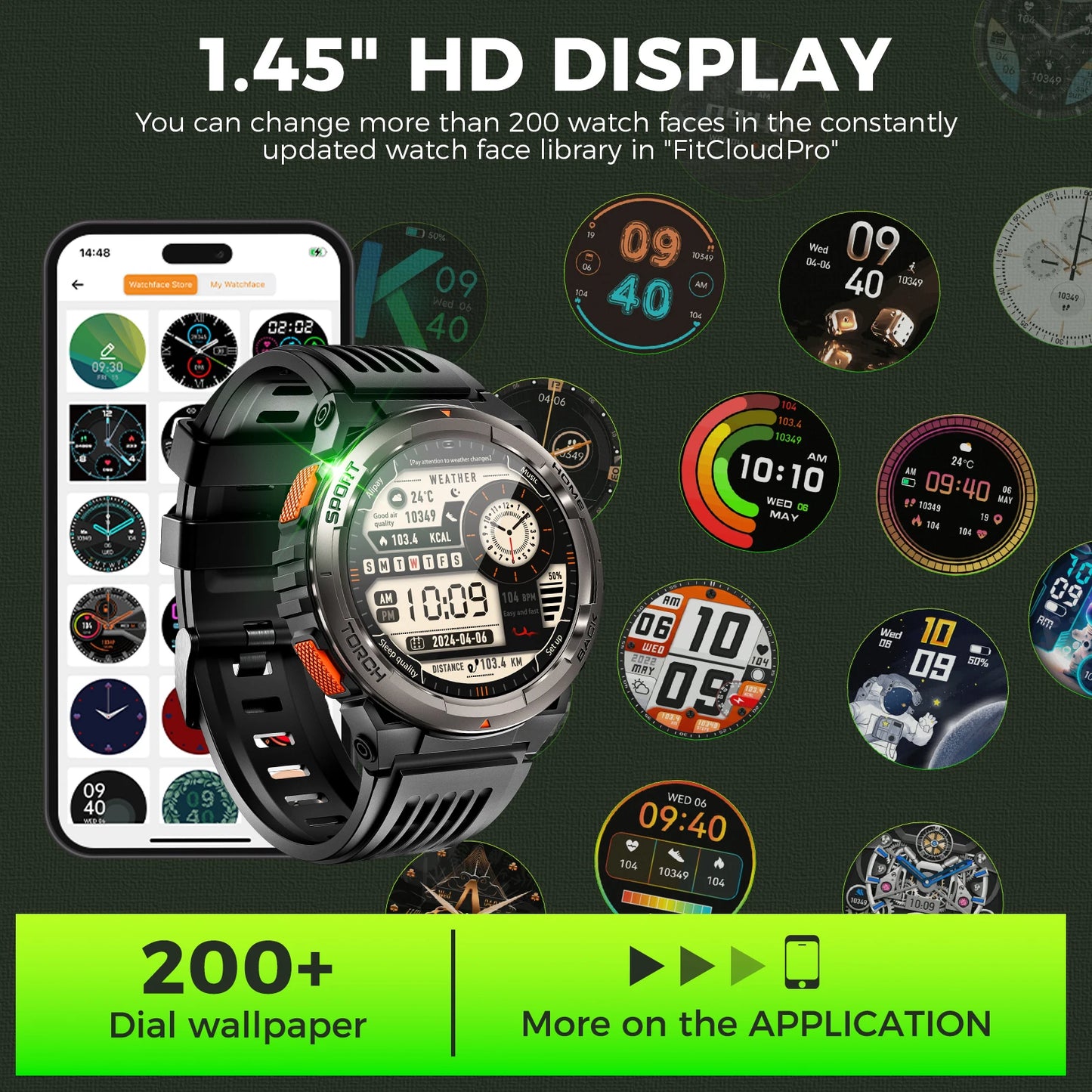 EIGIIS 1.45 Inch Smart Watch KE5 3ATM Waterproof