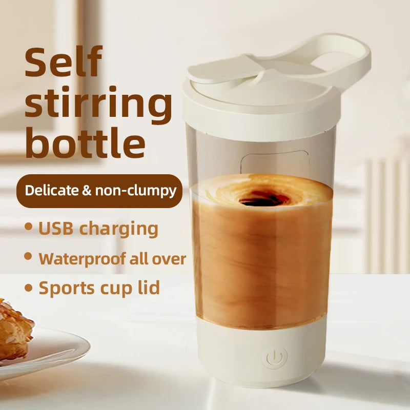 White & Wood Grain USB Rechargeable Automatic Mixing Mug