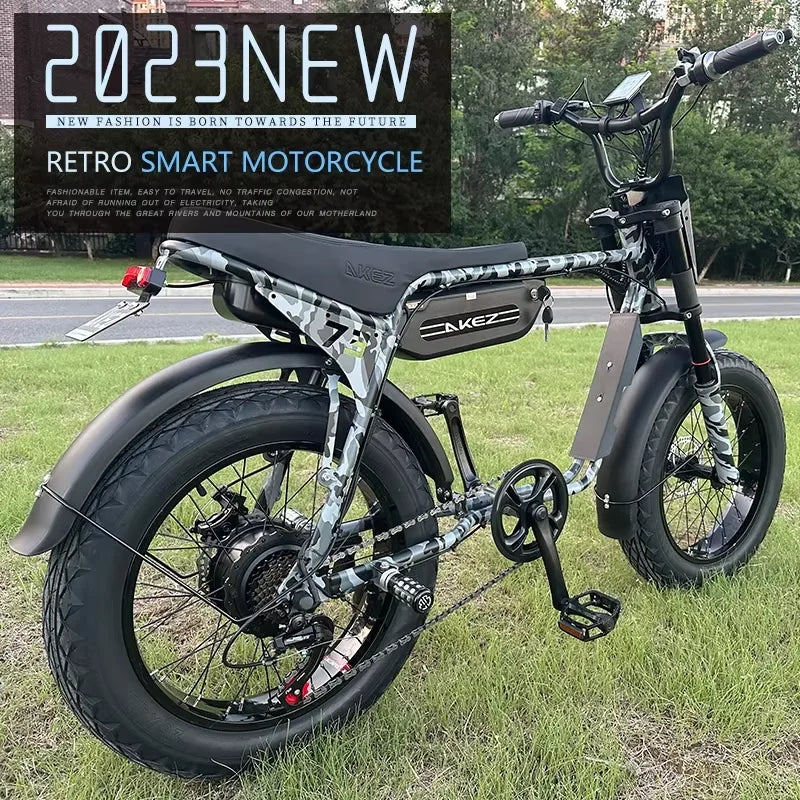 E-bike AKEZ-ZX 750W motor 48V 13AH battery, 20-inch fat tires