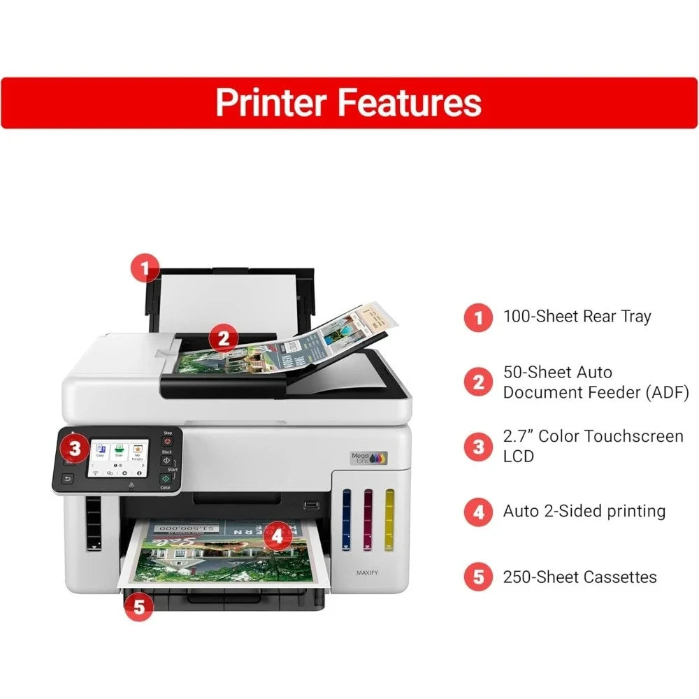 Canon GX6120 White Wireless All-in-One Printer, Print, Scan and Copy