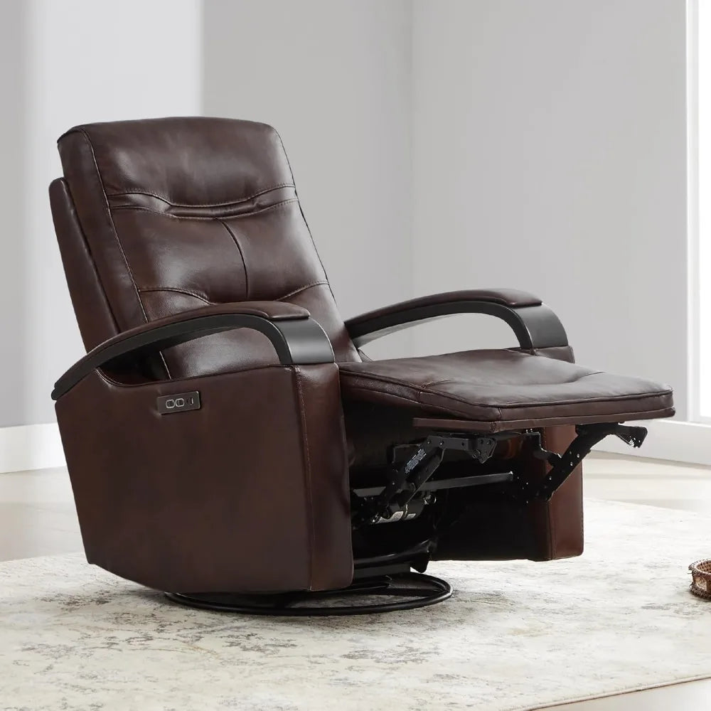 DAFIFY Genuine Leather Power Swivel Glider Rocker Recliner
