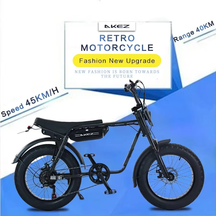 E-bike AKEZ-ZX 750W motor 48V 13AH battery, 20-inch fat tires