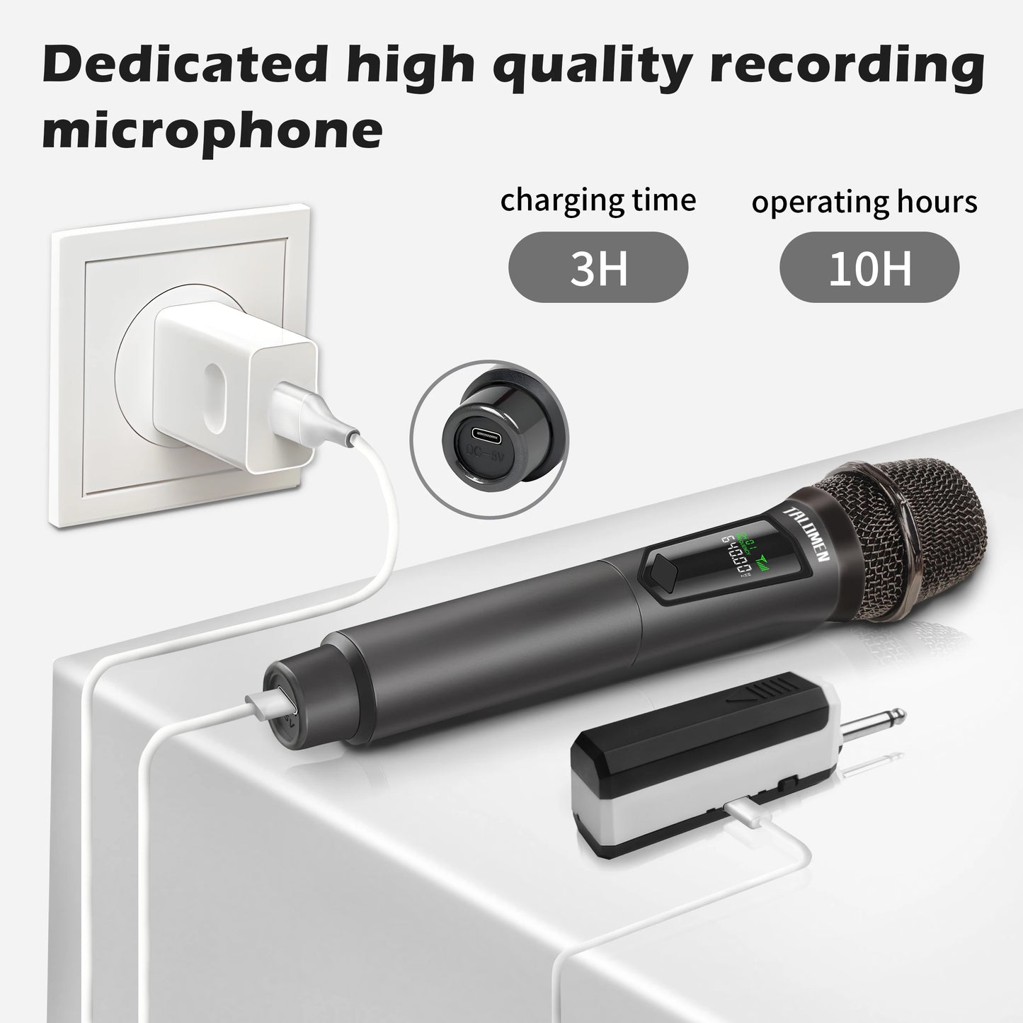 Talomen Wireless Microphone, Professional, Dual Handheld