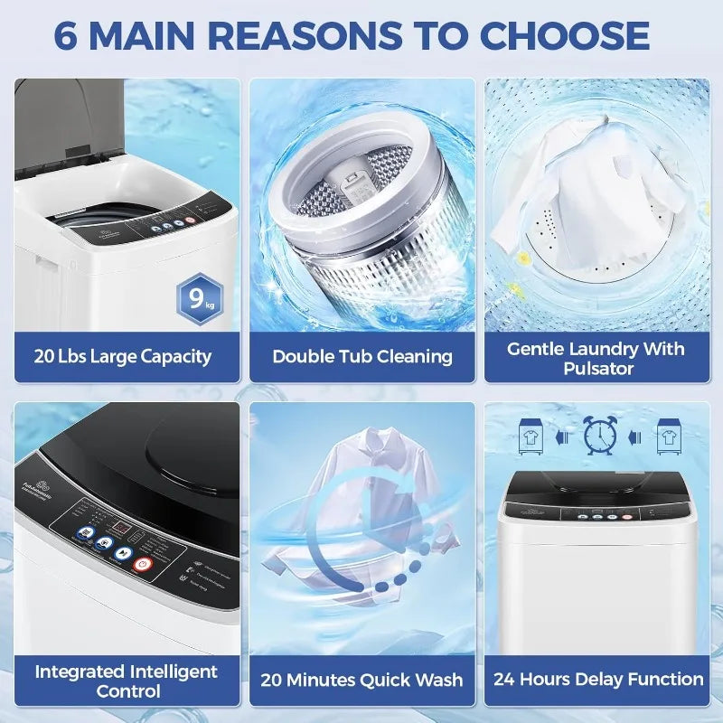 Nictemaw Portable Washing Machine 20Lbs Capacity 2.8 Cu.ft