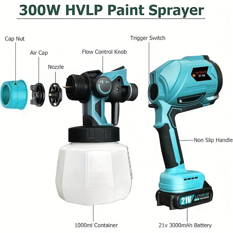 1000ML Electric Spray Gun Cordless Paint Sprayer