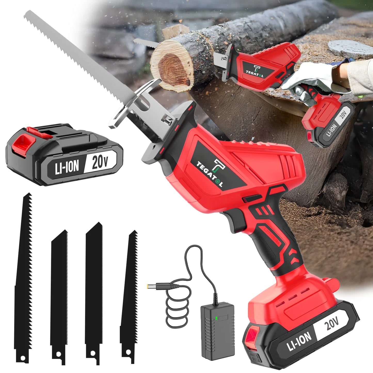 TEGATOK Cordless Reciprocating Saw Knife Saw Cutting Tool