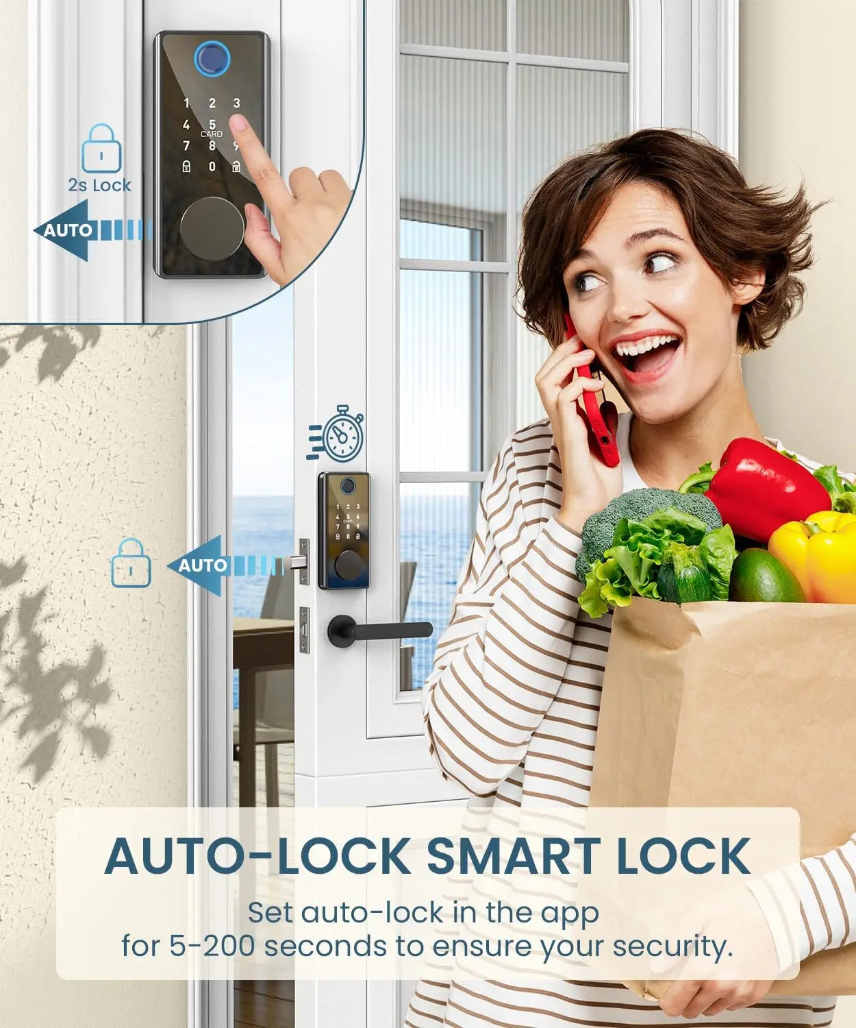 PSOS Fingerprint smart door lock with electronic keypad