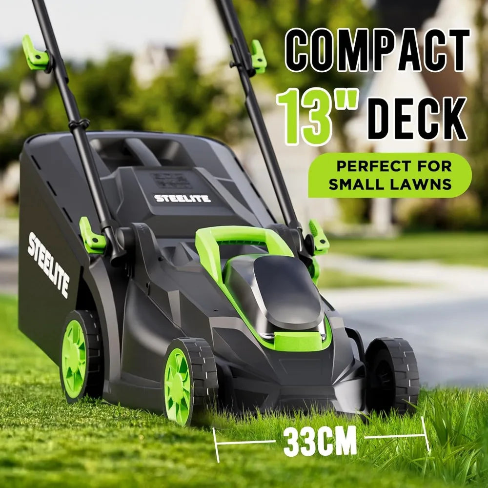STEELITE 13-Inch Cordless Lawn Mower, 21V 4.0Ah Electric Mower