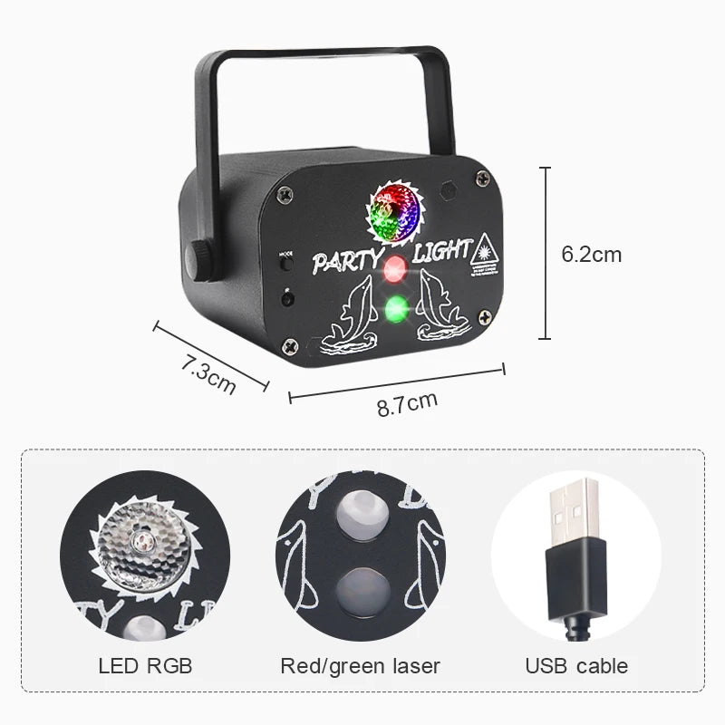 USB Laser Party Light Mini 60 Patterns Projector