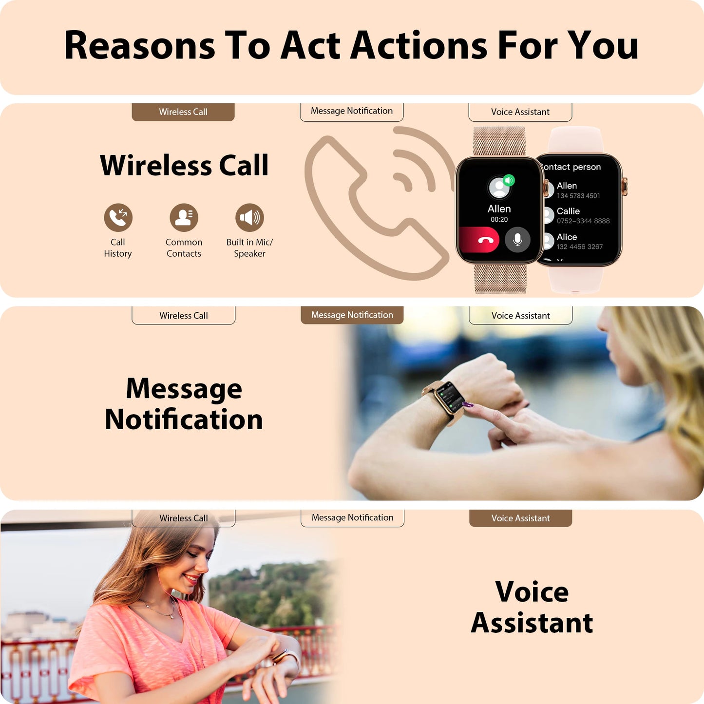 INNOFOVO Smart Watch for Women/Men Bluetooth Calls Fitness Tracker