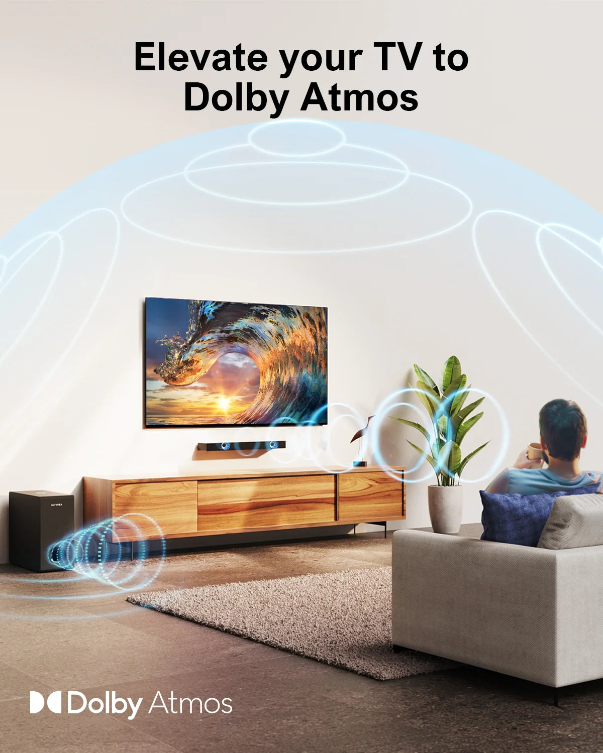 ULTIMEA 2.1 Sound Bar for Smart TV With Dolby Atmos