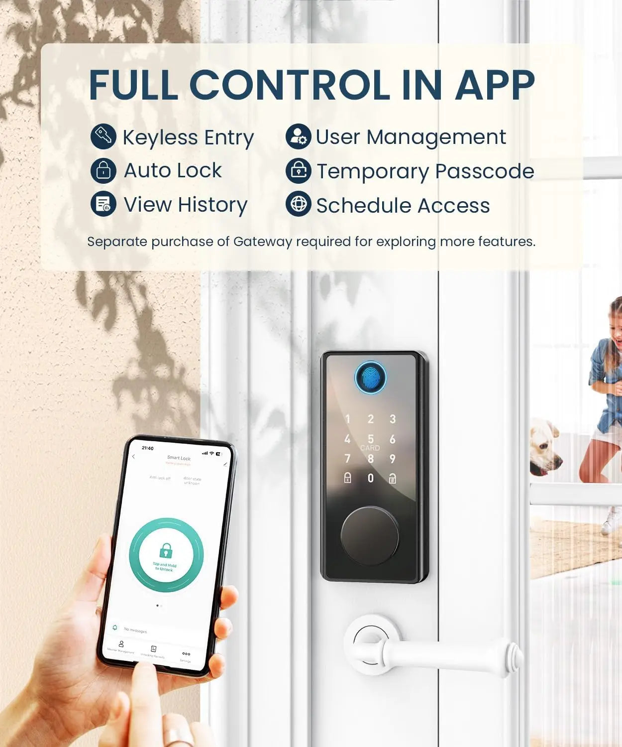 PSOS Fingerprint smart door lock with electronic keypad