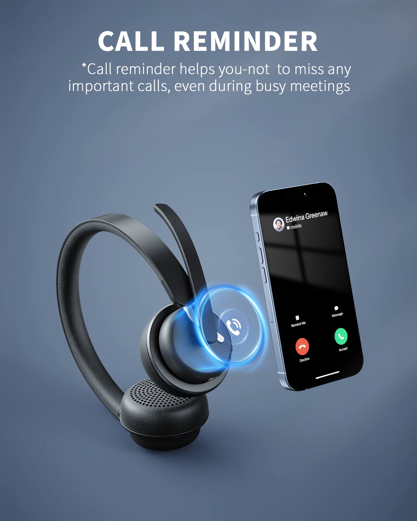 AWATRUE EH11 Wireless Bluetooth Headset with AI Noise Cancelling Mic