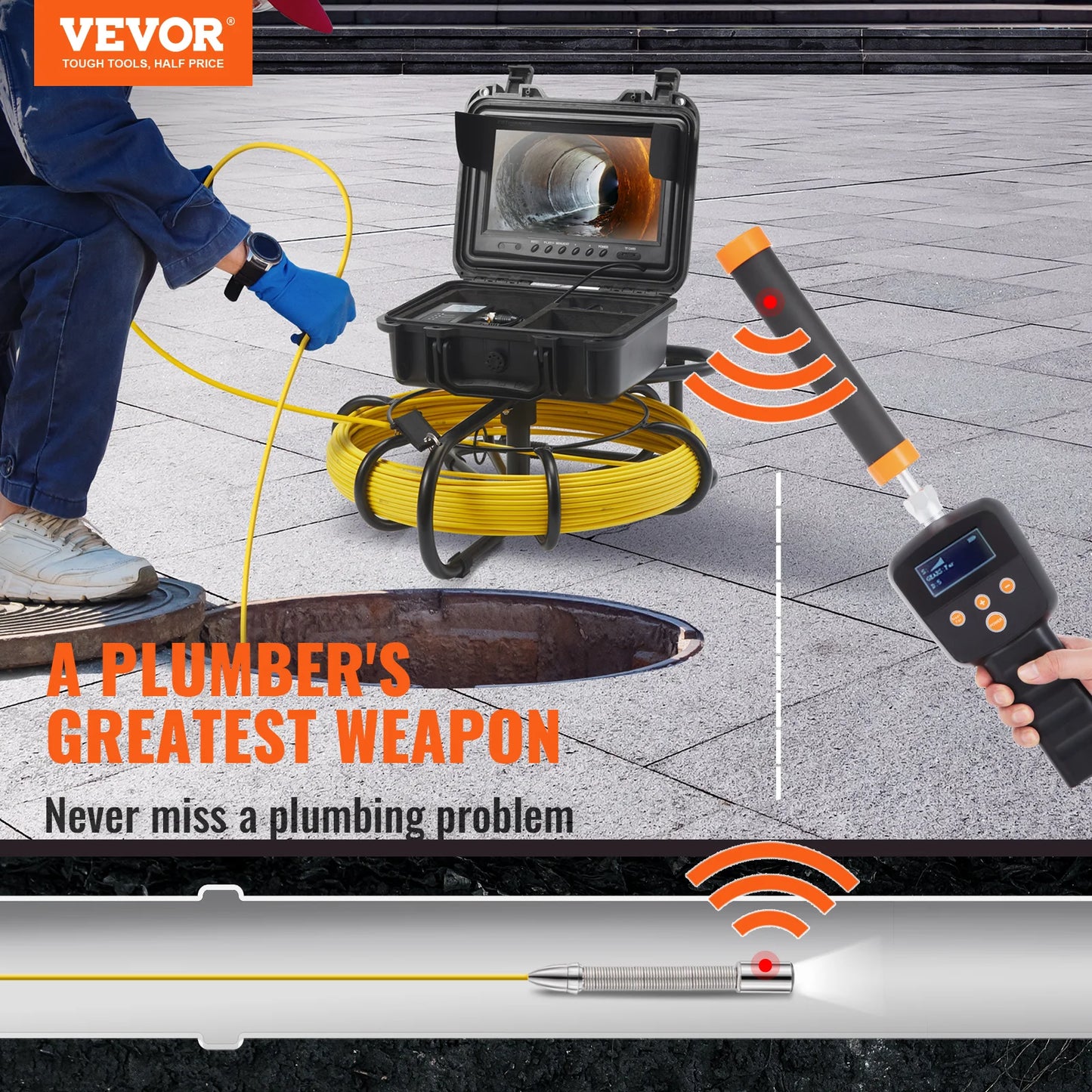 VEVOR SucceBuy Sewer Camera, Pipeline Inspection Camera